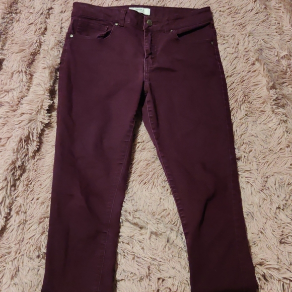 Burgundy Mid-Rise Skinny Pants - Picture 2 of 5